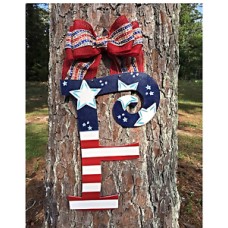 Monogram 4th of July wreath,Initial door hanger,ANY LETTER,4th of July decor   122477984152